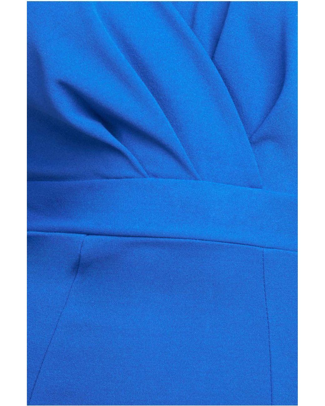 Goddiva Blue Flared Sleeve Front Wrap Maxi Dress