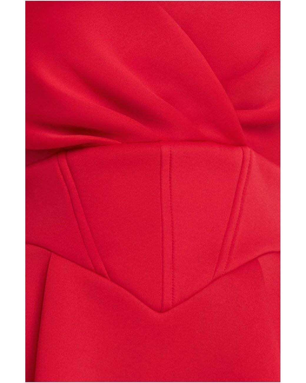 Goddiva Red Corset Fit & Flare Midi Dress