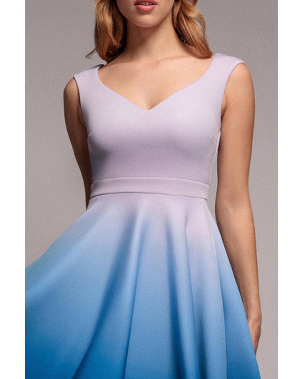 Goddiva Green Ombre Scuba Foam Bardot A-Line Midi Dress