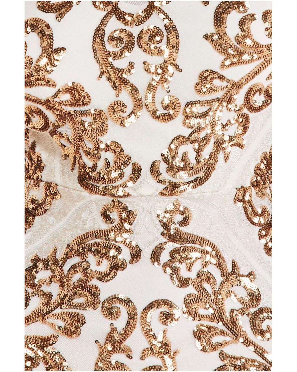 Goddiva Natural Sequin Cowl Back Maxi