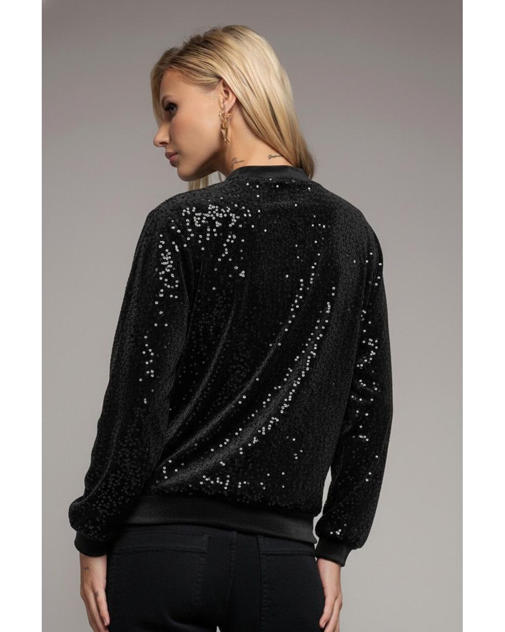 Goddiva Gray Sequin Velvet Jumper