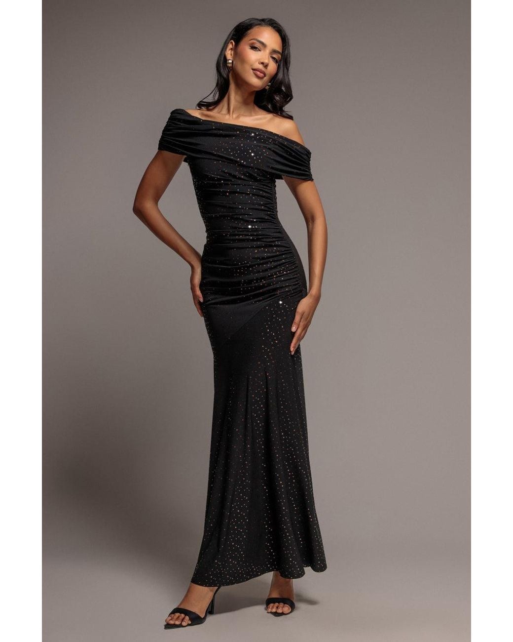 Goddiva Multicolor One Shoulder Fit And Flare Sequin Maxi Dress