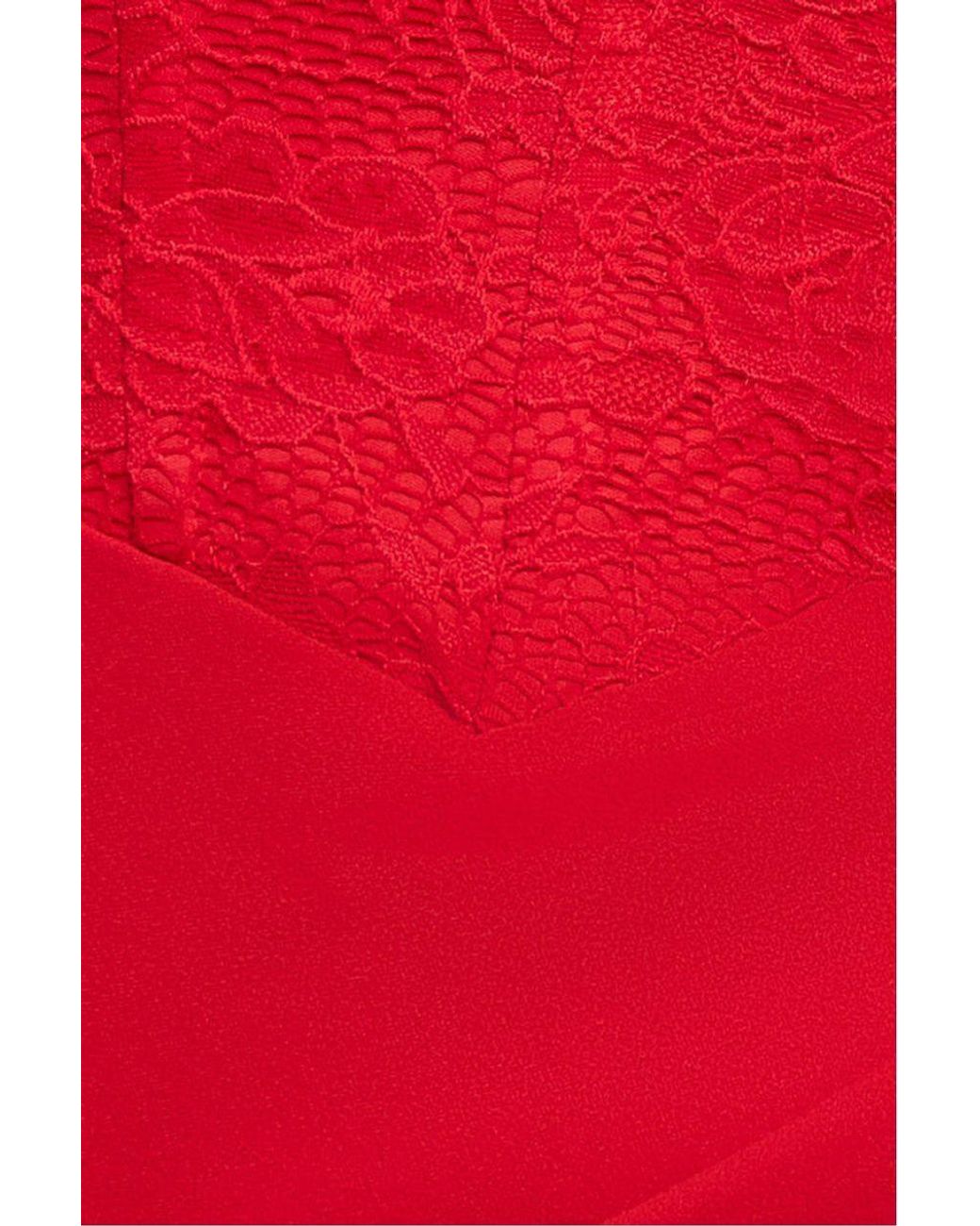 Goddiva Red One Shoulder Organza Fan Detail Lace Bodice Maxi Dress