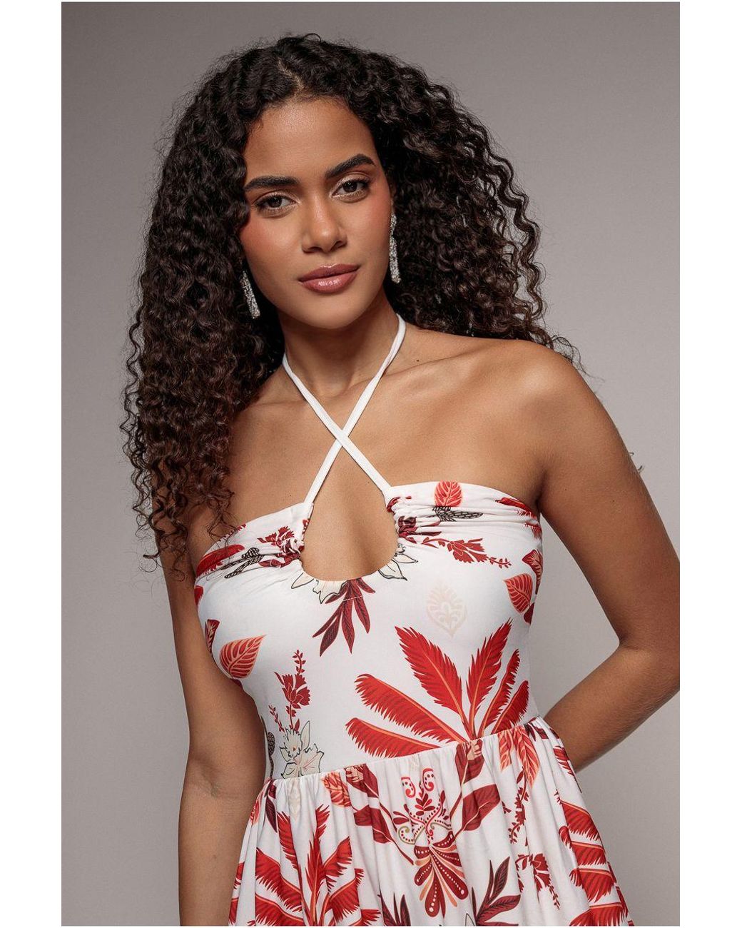 Goddiva Red Printed Tie Back Maxi