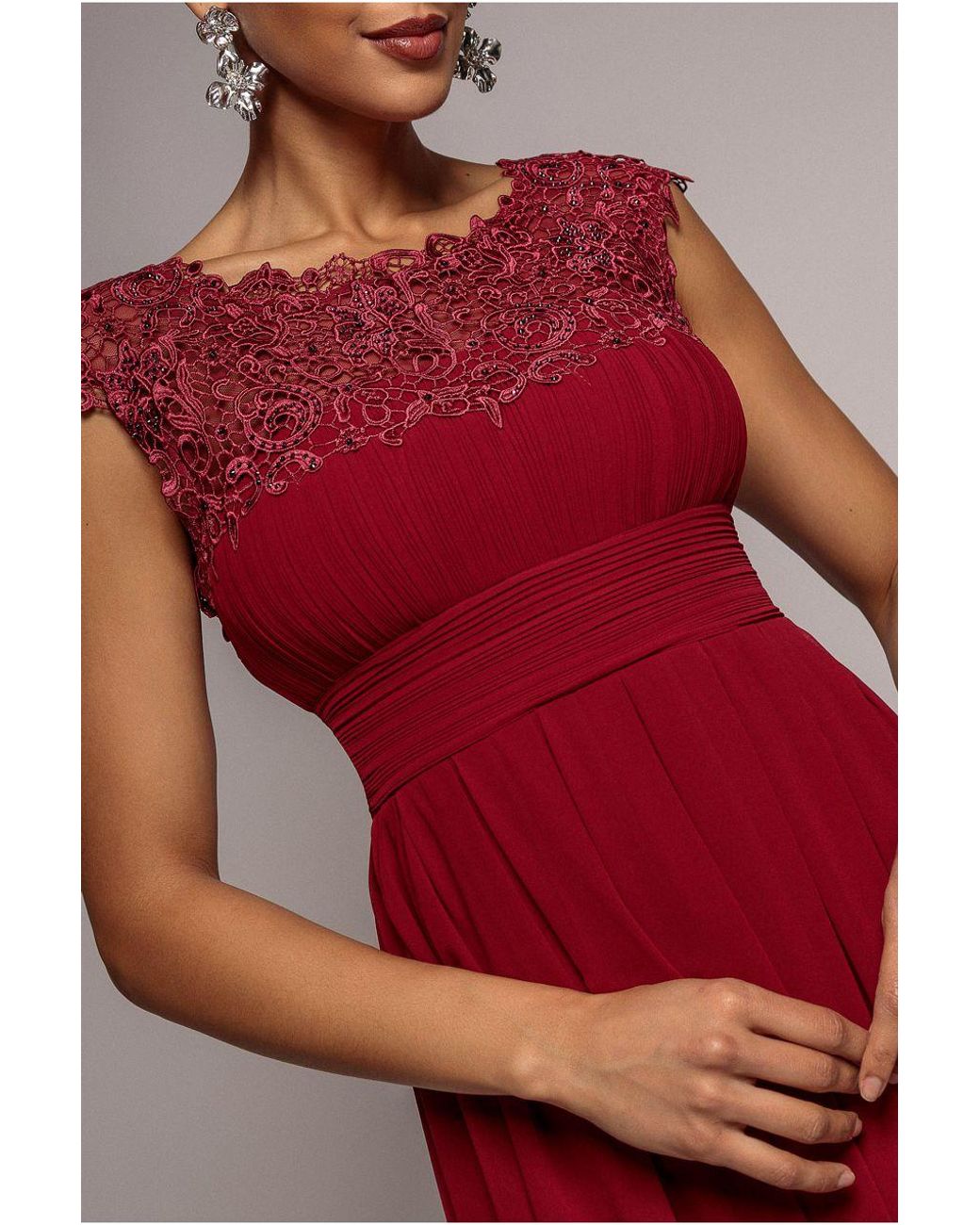 Goddiva Pink Crochet & Pleated Top High Low Maxi