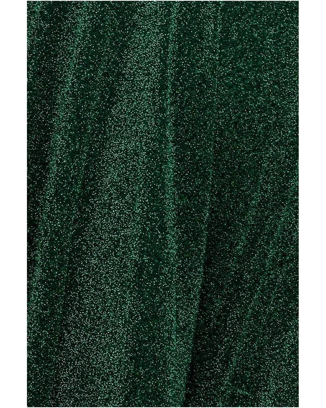 Goddiva Green Crossover Lurex Glitter Maxi Dress
