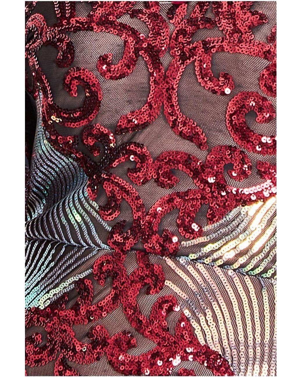 Goddiva Pink Modesty Contrast Sequin Maxi Dress