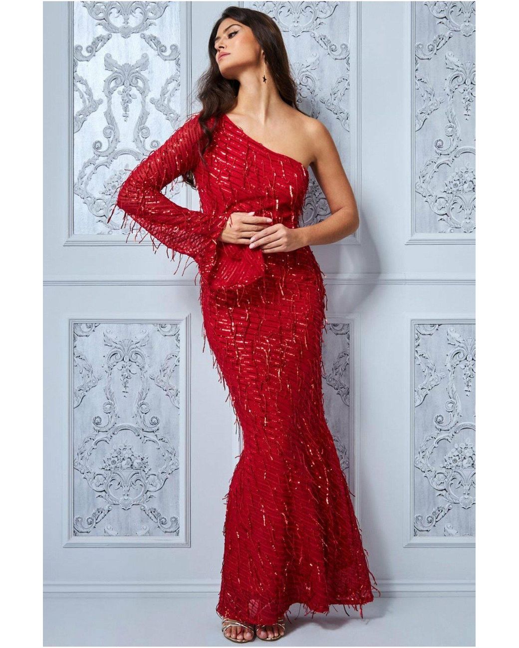 red sequin maxi