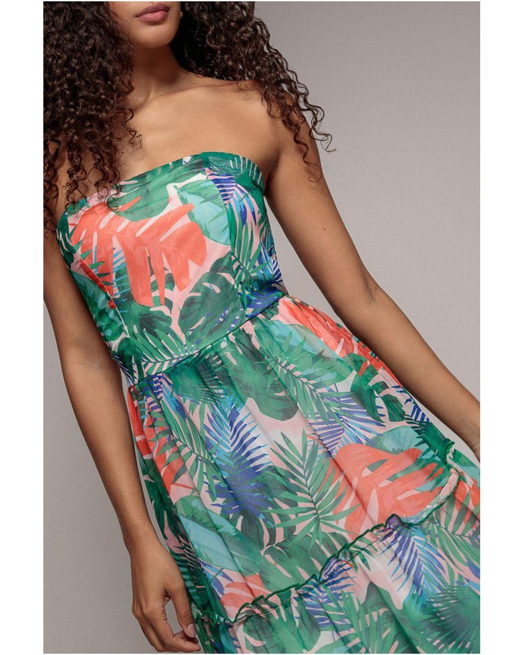 Goddiva Blue Boobtube Printed Maxi