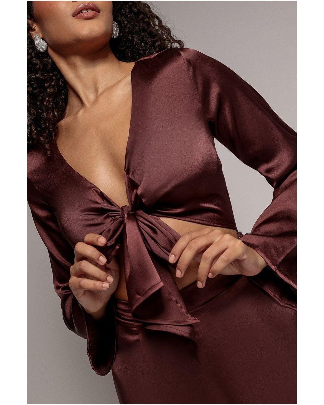 Goddiva Red Cut Out Satin Jumpsuit