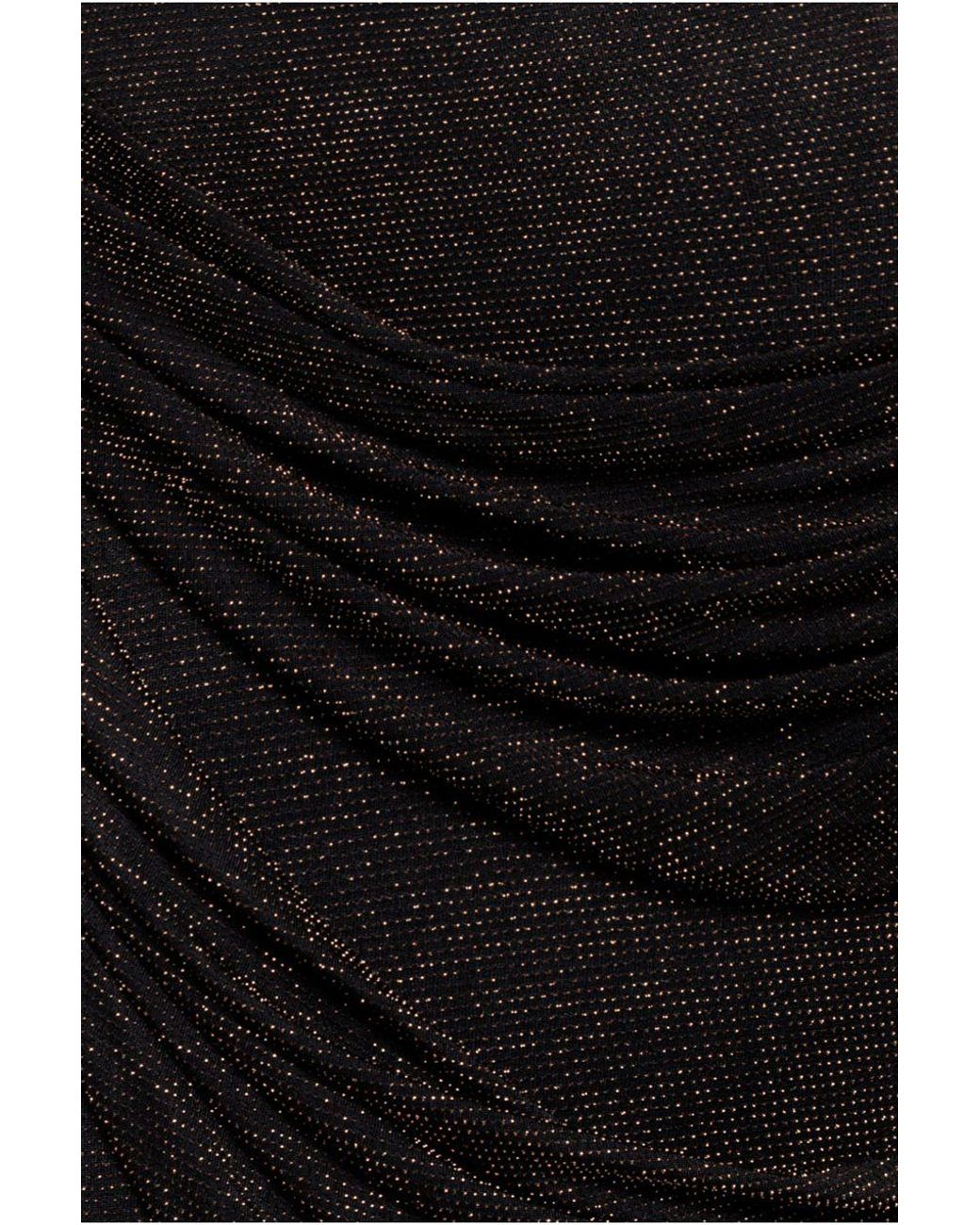 Goddiva Black Off The Shoulder Gathered Panel Sparkle Lurex Maxi Dress