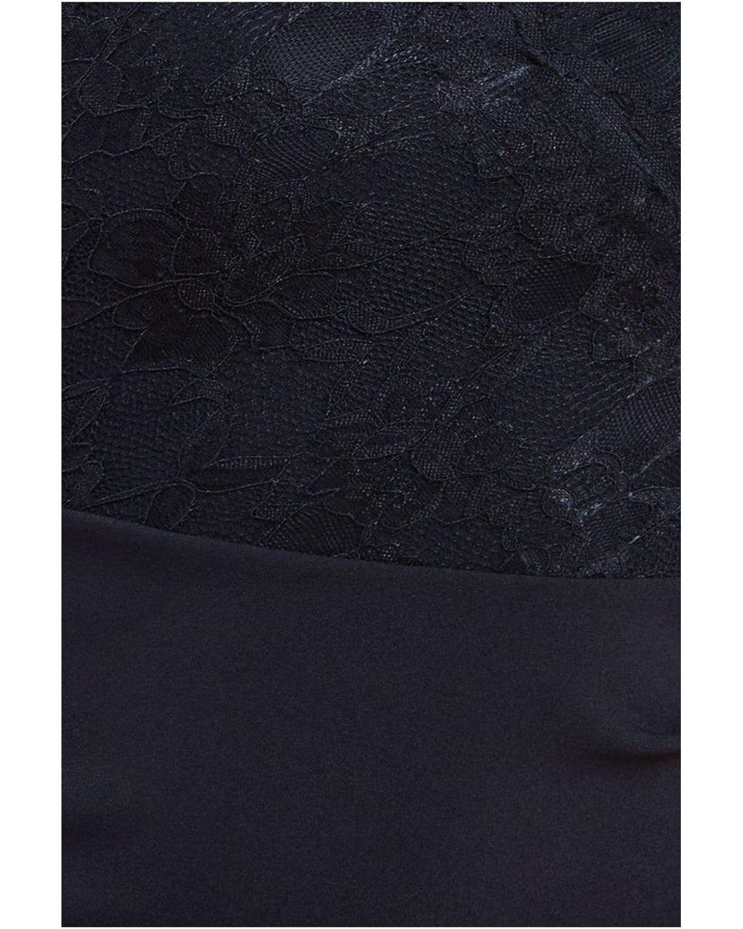 Goddiva Blue Scalloped Lace & Scuba Maxi Dress