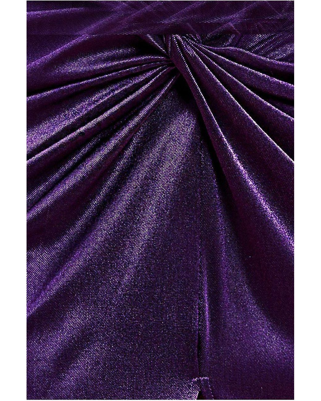 Goddiva Purple Satin Wrap Knotted Midi Dress