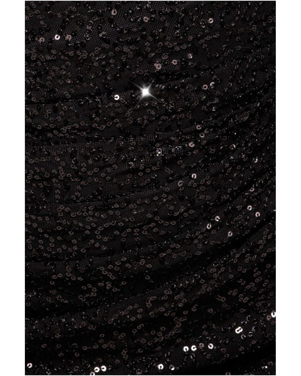Goddiva Black Sequin Cowl One Shoulder Midi Dress