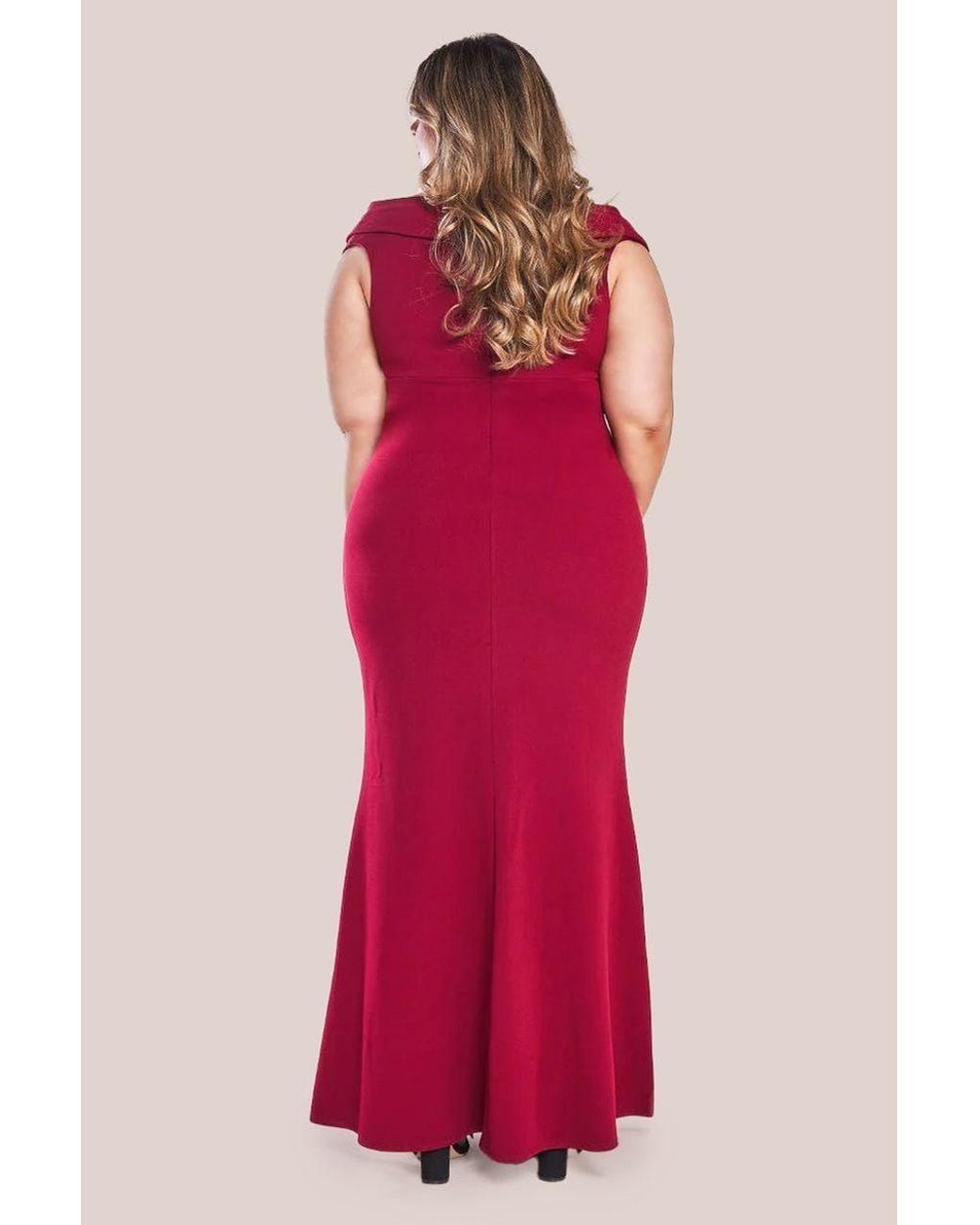 Goddiva Red Front Wrap Off The Shoulder Maxi Dress