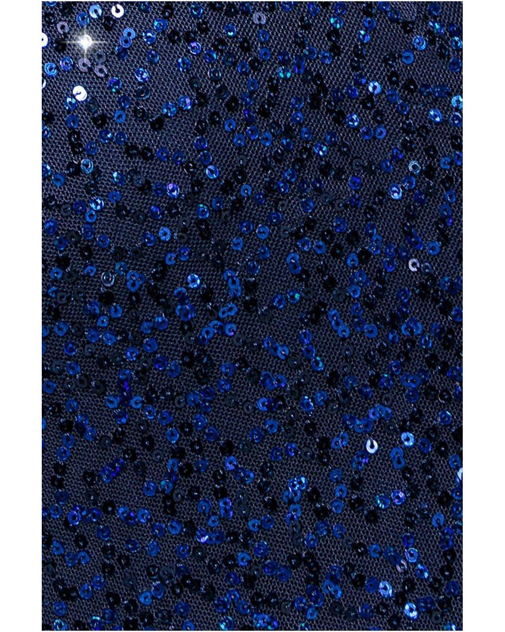 Goddiva Blue Sequin Flutter Sleeve Maxi