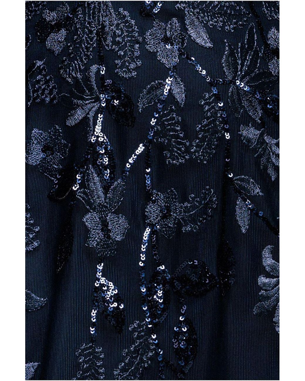 Goddiva Blue Flared Sleeve Embroidered Maxi Dress