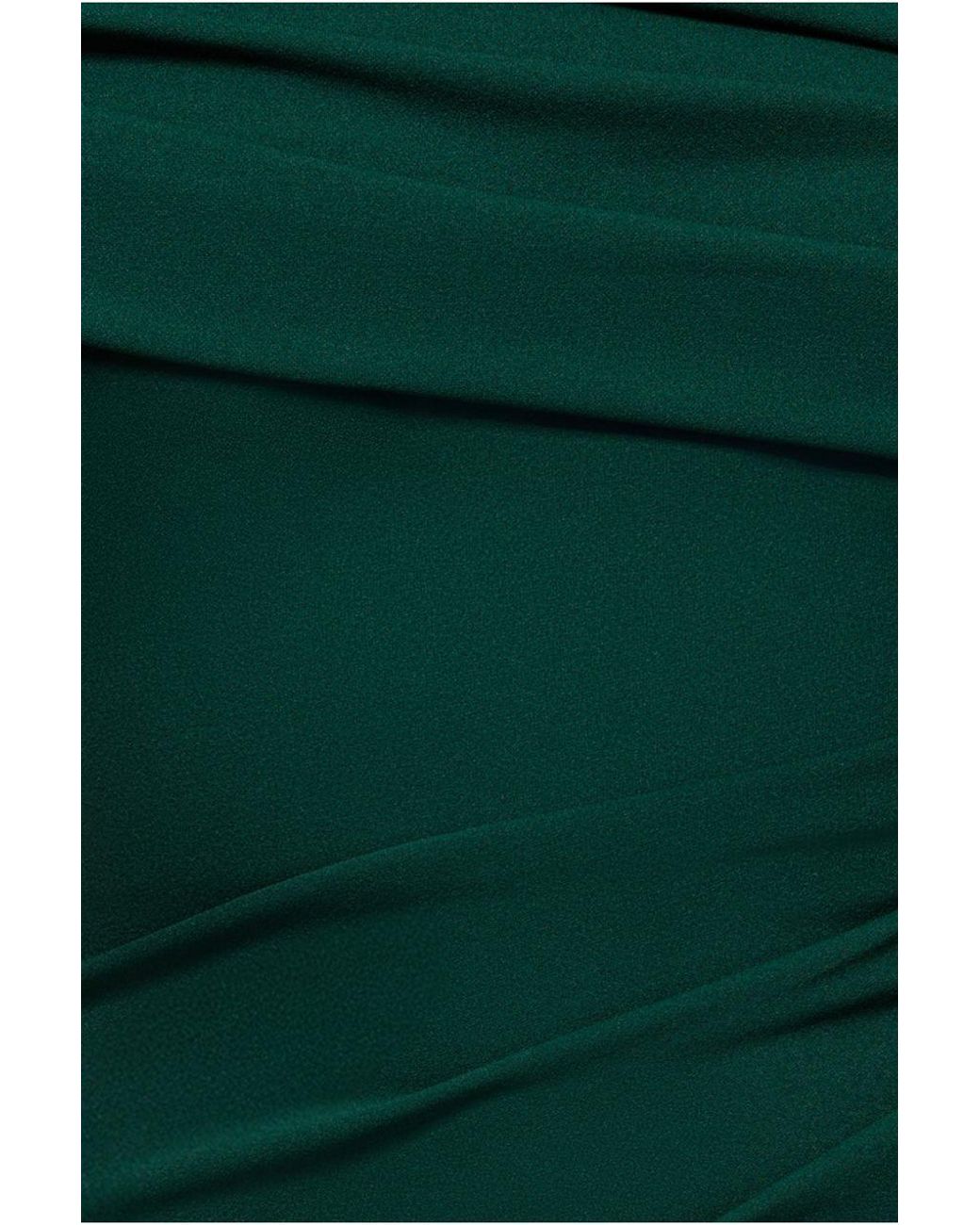 Goddiva Green Scuba Crepe Pleated Drop Shoulder Midi Dress
