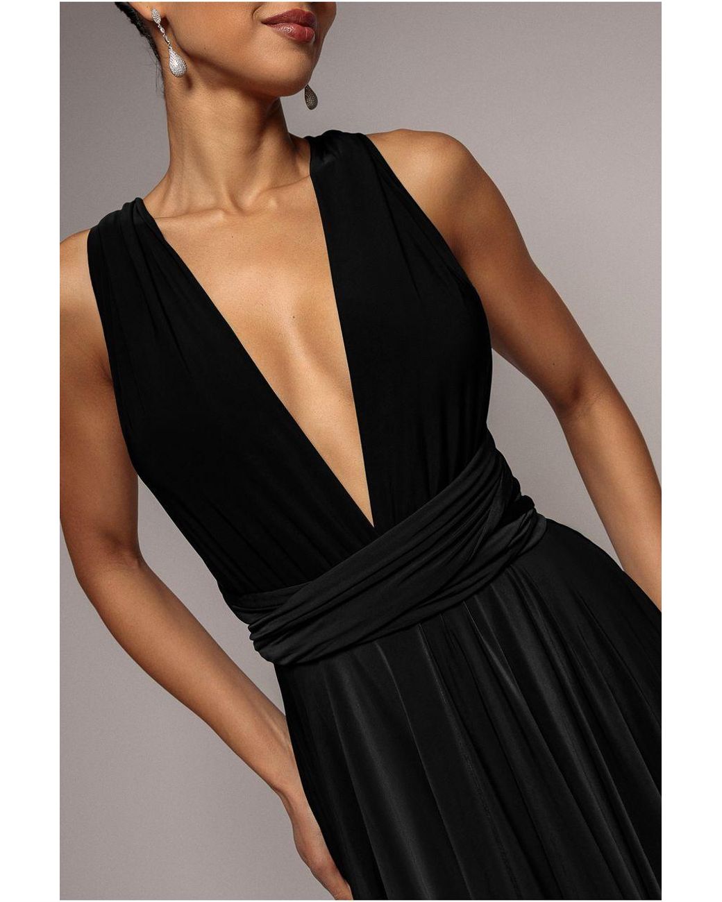 Goddiva Black Soft Touch Multi Way Open Back Midi Dress