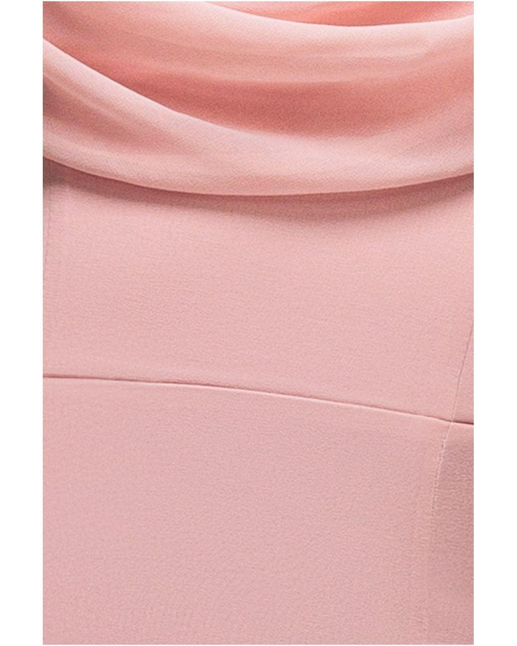 Goddiva Pink Chiffon Bardot Cowl Neck Maxi Dress