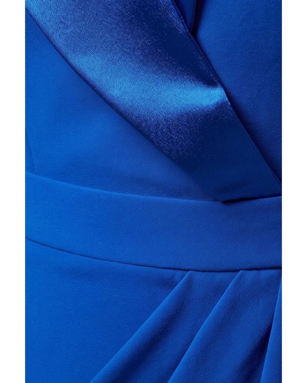 Goddiva Blue Satin Collar Scuba Midi Dress
