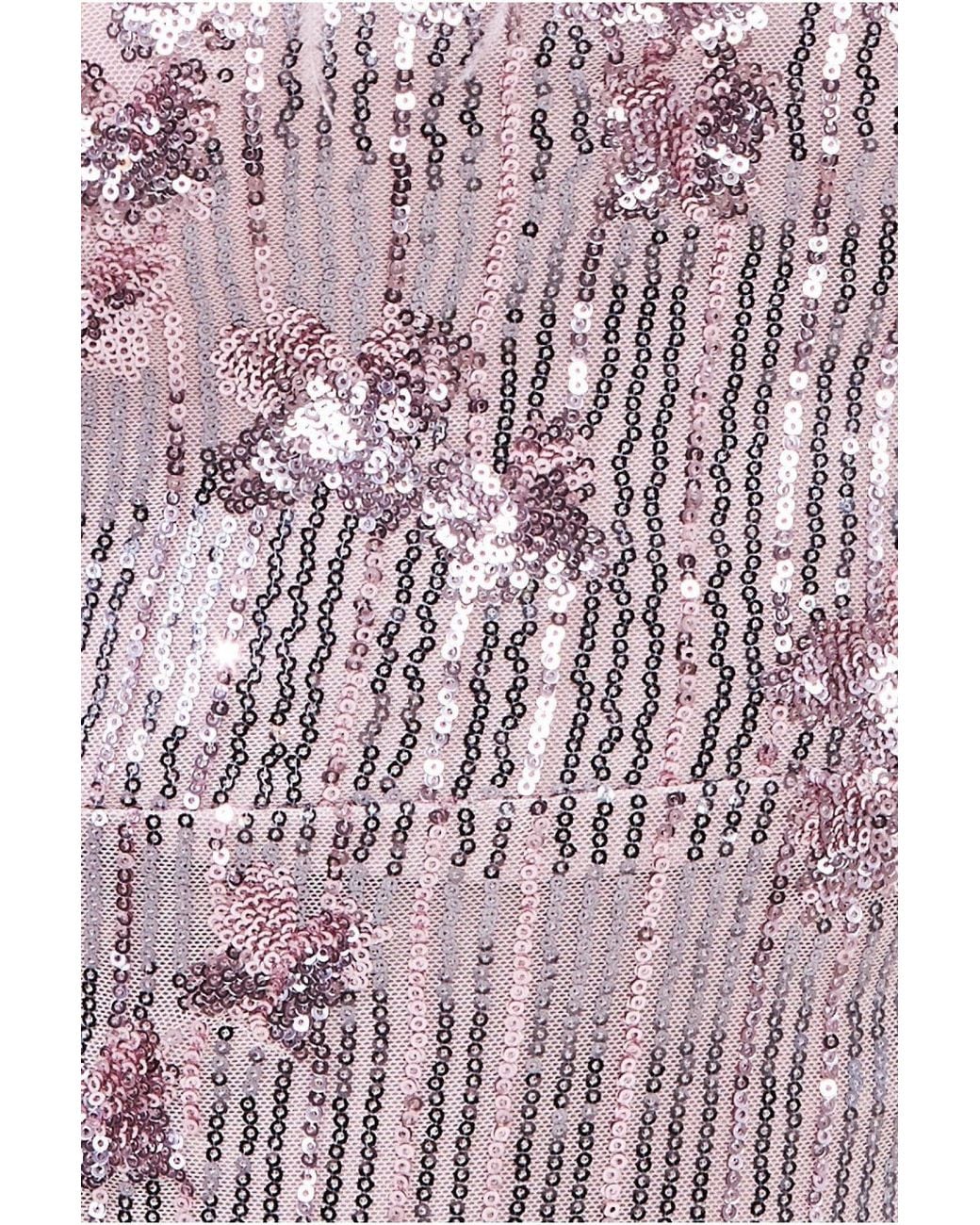 Goddiva Pink Sequin And Feather Boobtube Midi