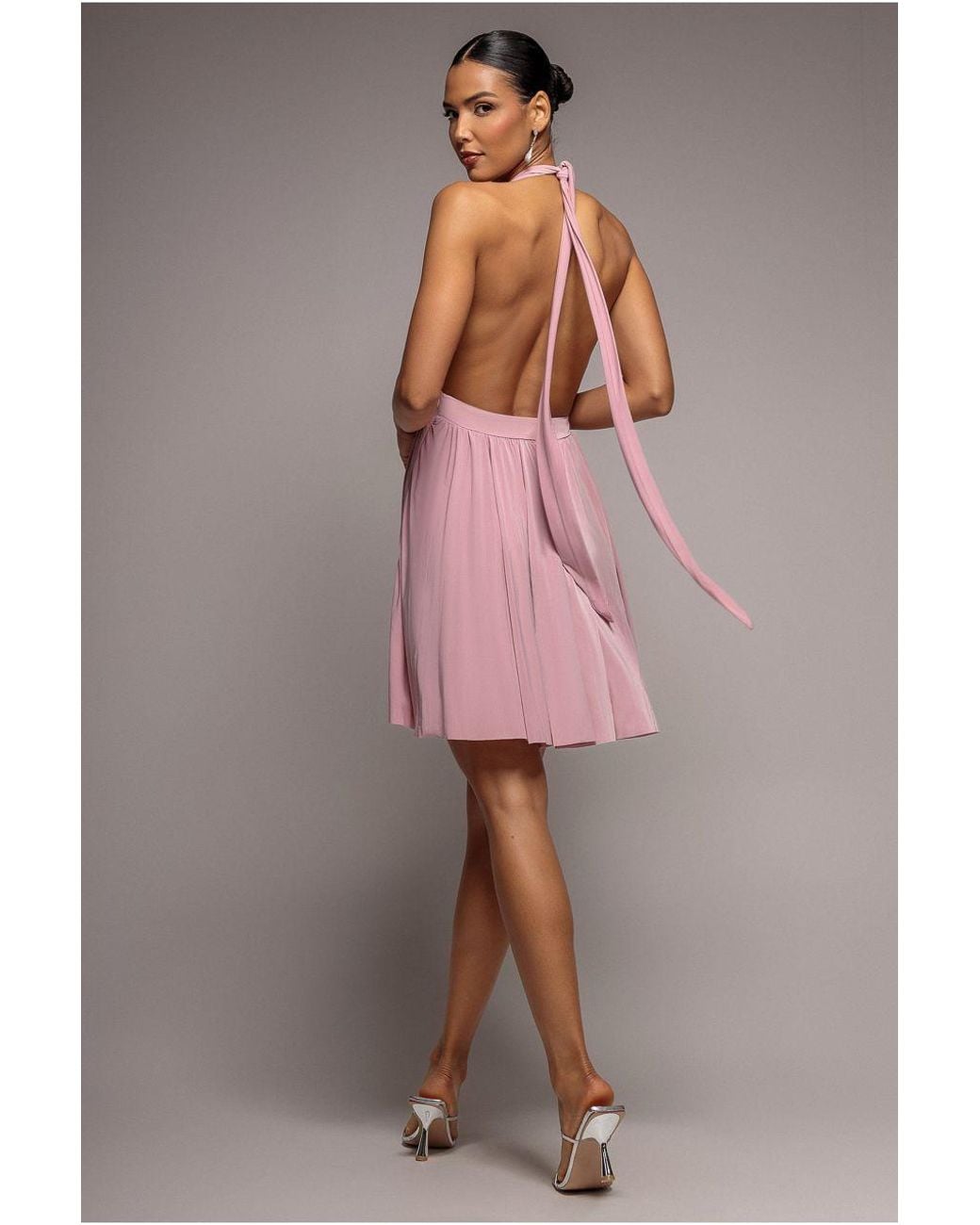 Goddiva Pink Soft Touch Multiway Skater Mini Dress
