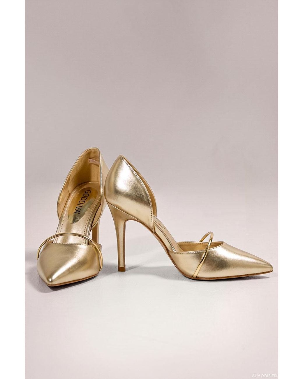 Goddiva Brown Pointed Toe With Strap Stiletto High Heel