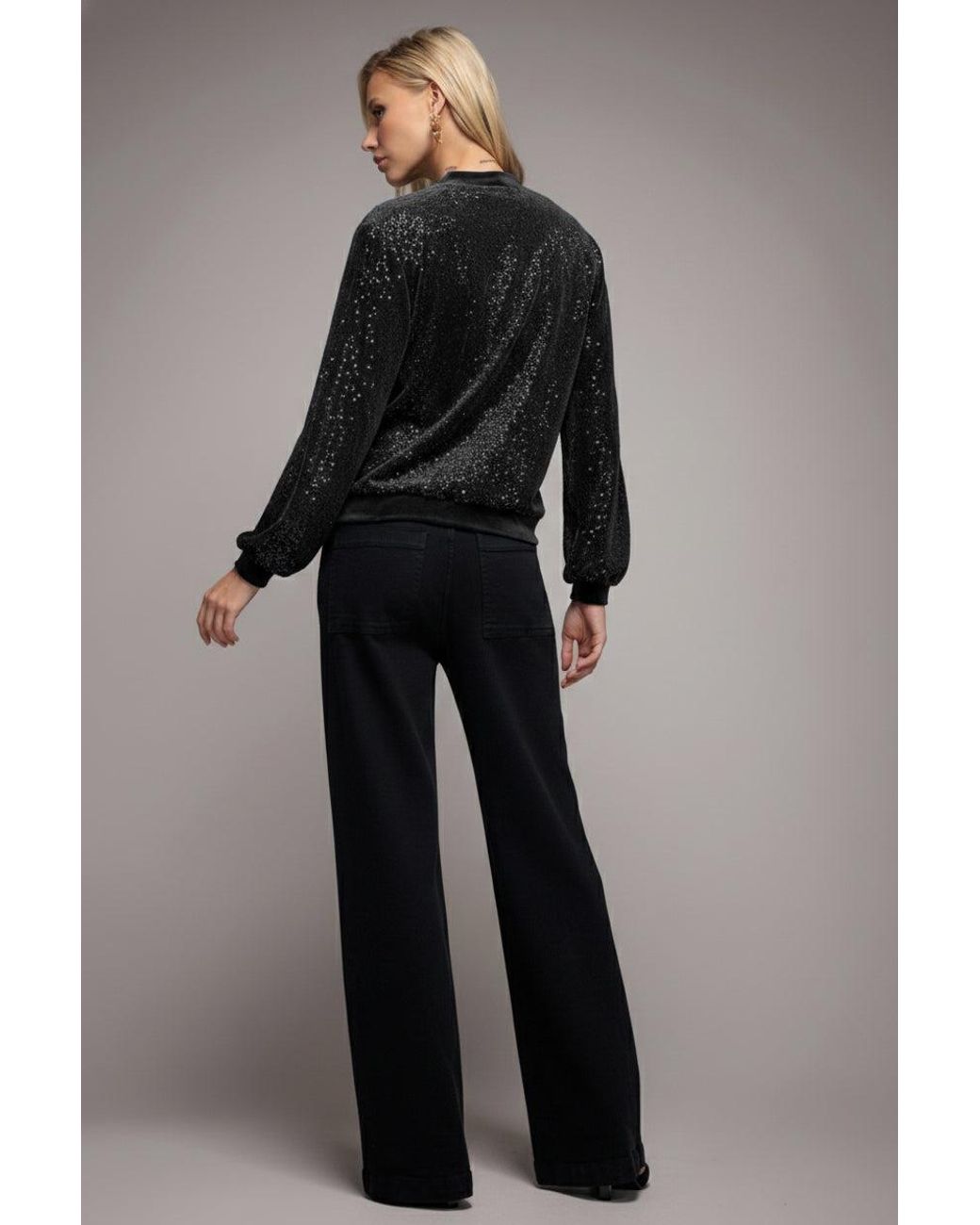Goddiva Gray Sequin Velvet Jumper