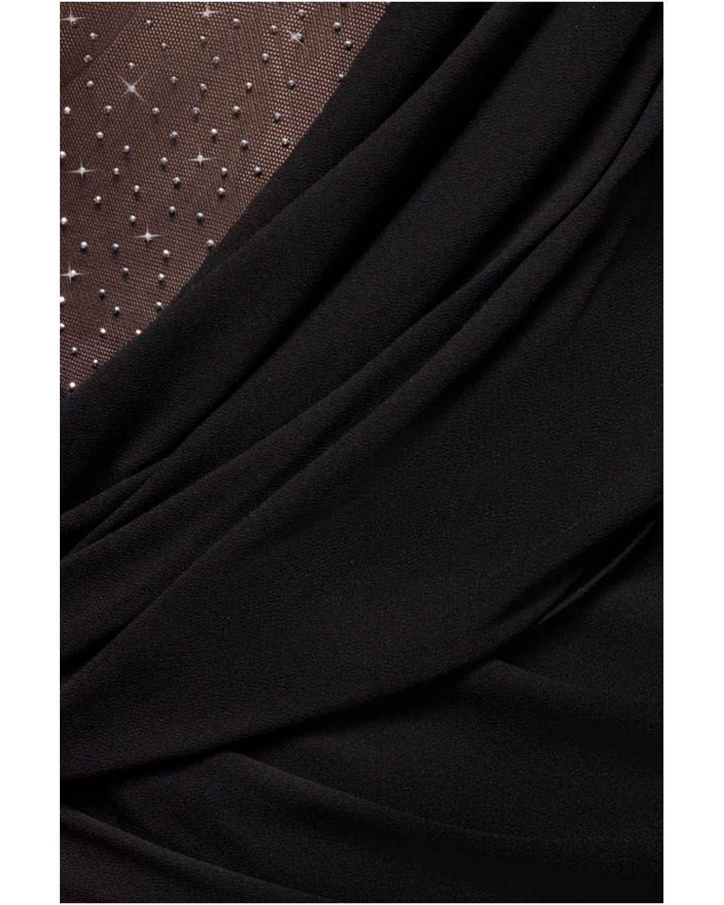 Goddiva Black One Shoulder Diamante Chiffon Evening Maxi Dress