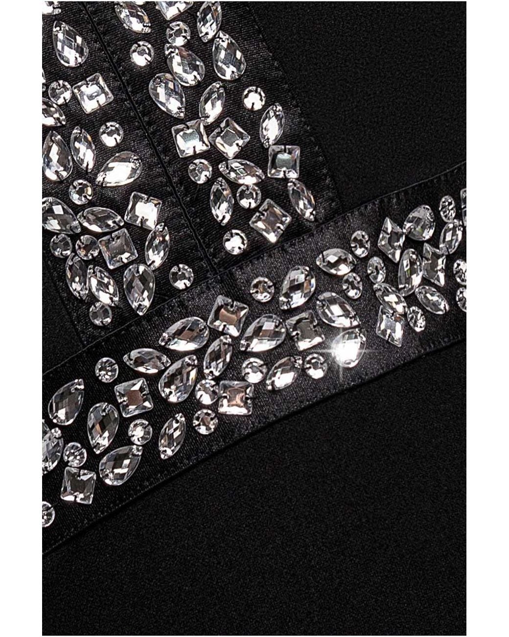 Goddiva Black Diamante Cross Back Maxi Dress