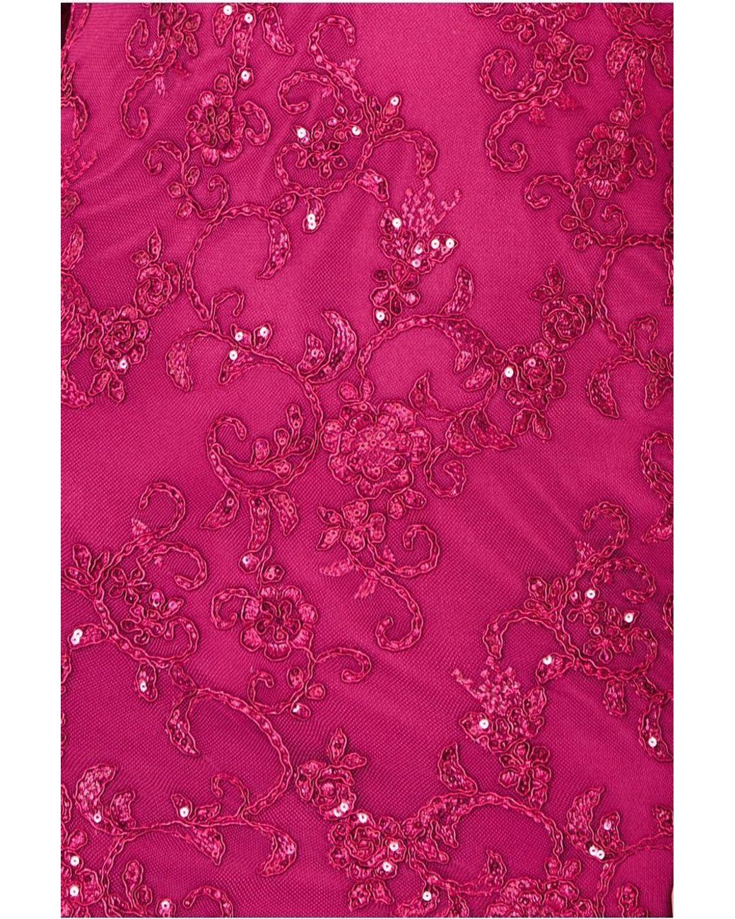 Goddiva Pink Scalloped Lace Maxi Dress