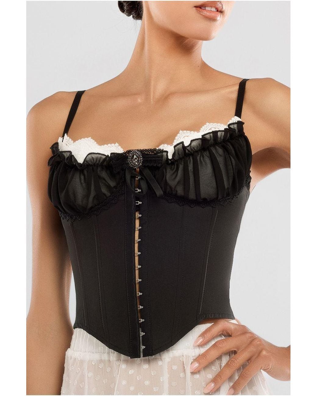 Goddiva Black Front Fastened Milk Maid Corset