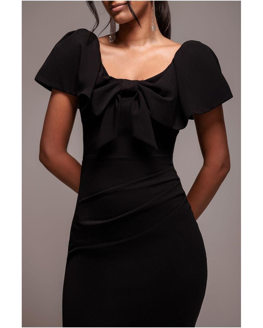 light brown dresser Dawson Style:Shirred Elegant Black Strapless Gown Size:Y03