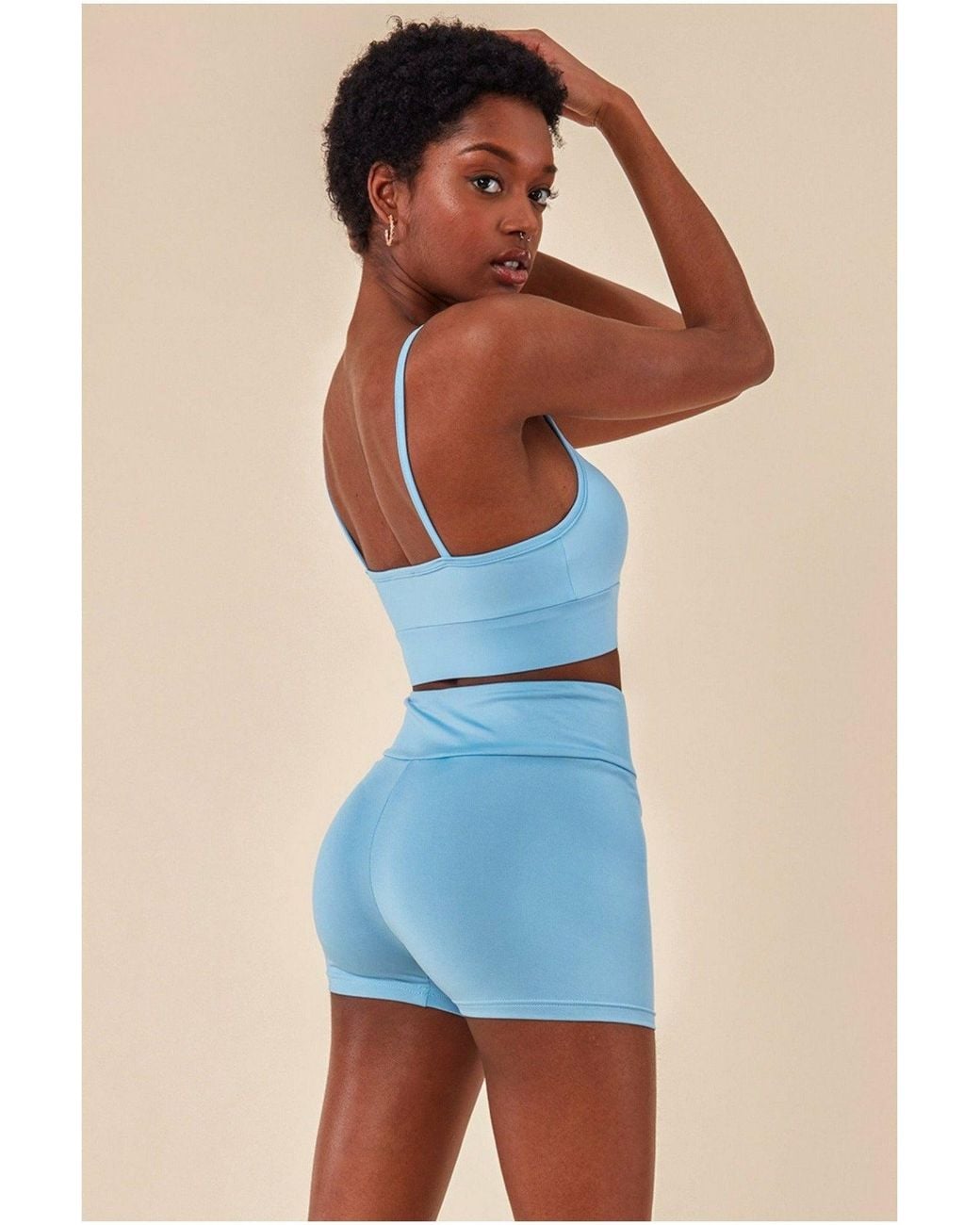 Cosmochic Blue Cropped Bralette & Cycle Short Set