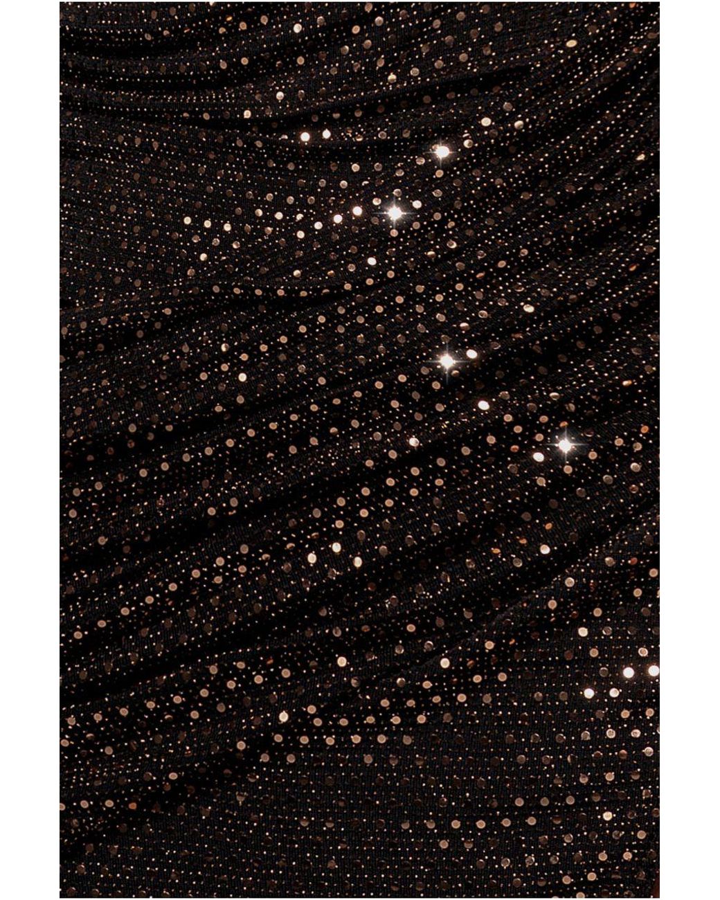 Goddiva Brown Cowl Neck Sequin Glitter Draped Maxi Dress