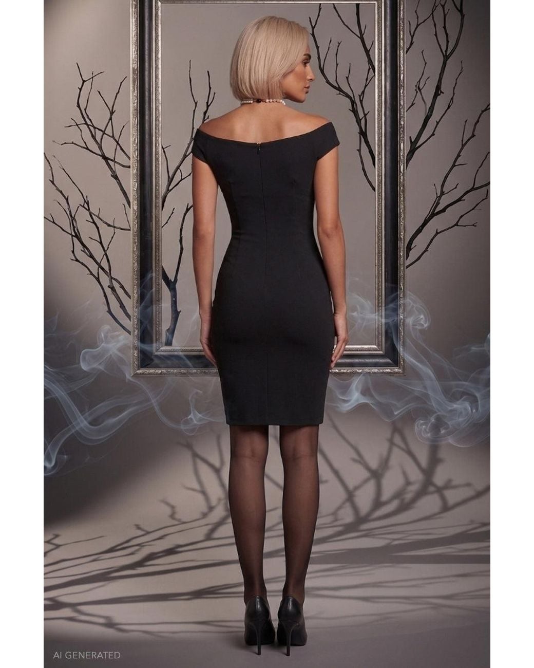 Goddiva Gray Bardot Bodycon Midi The Revenge Dress Halloween Costume