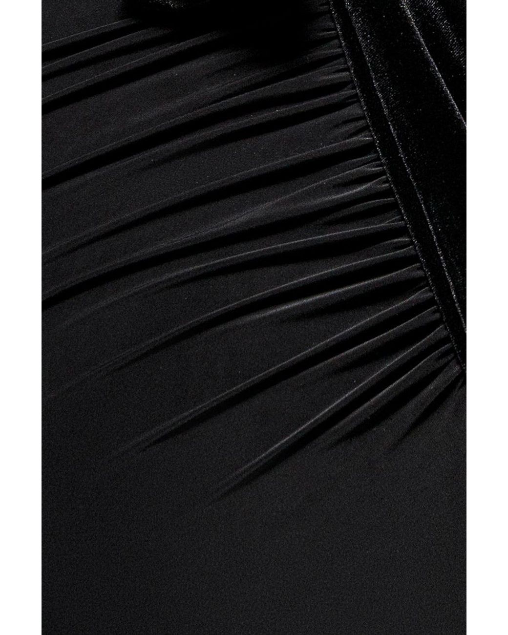 Goddiva Black Open Back Cowl Neck Gathered Maxi Dress With Velvet Tie Back