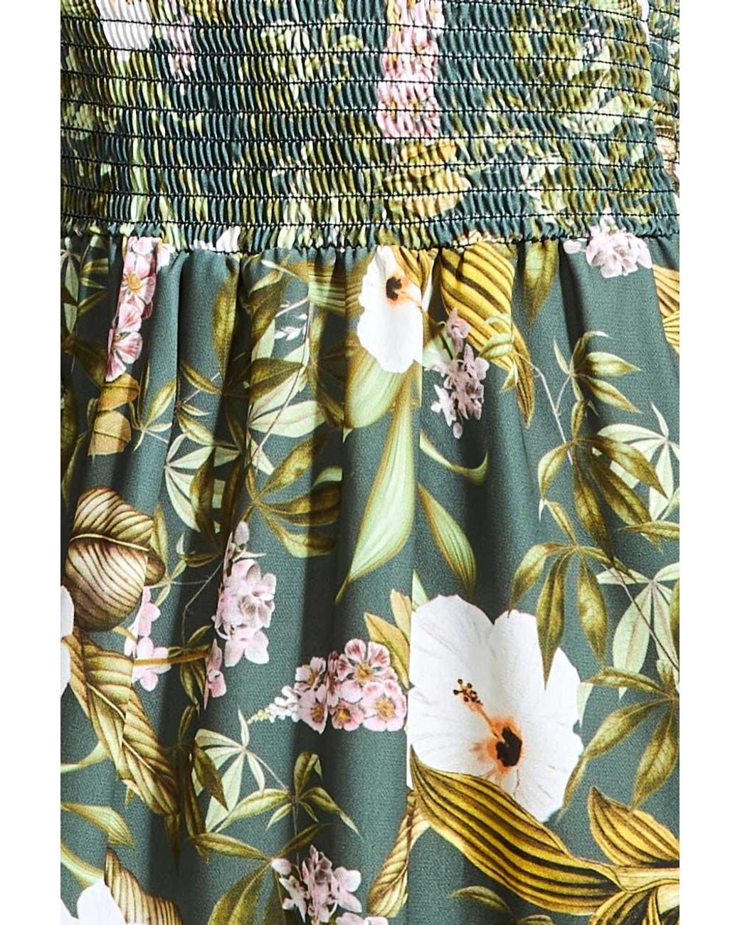 Goddiva Green Off The Shoulder Floral Midi Dress