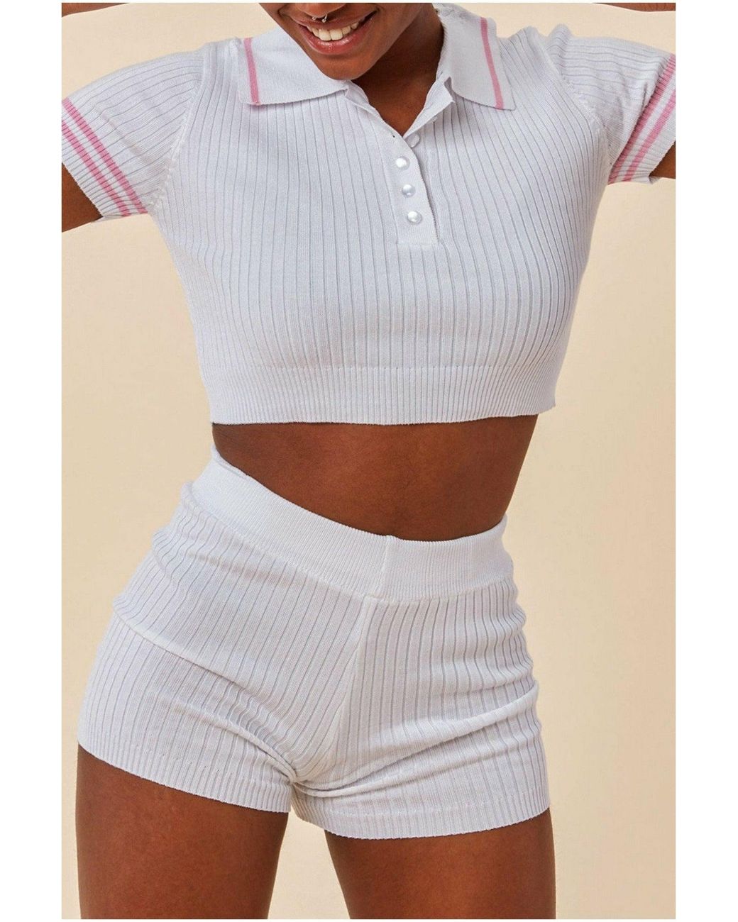Cosmochic Natural Crop Top & Short Loungewear Set