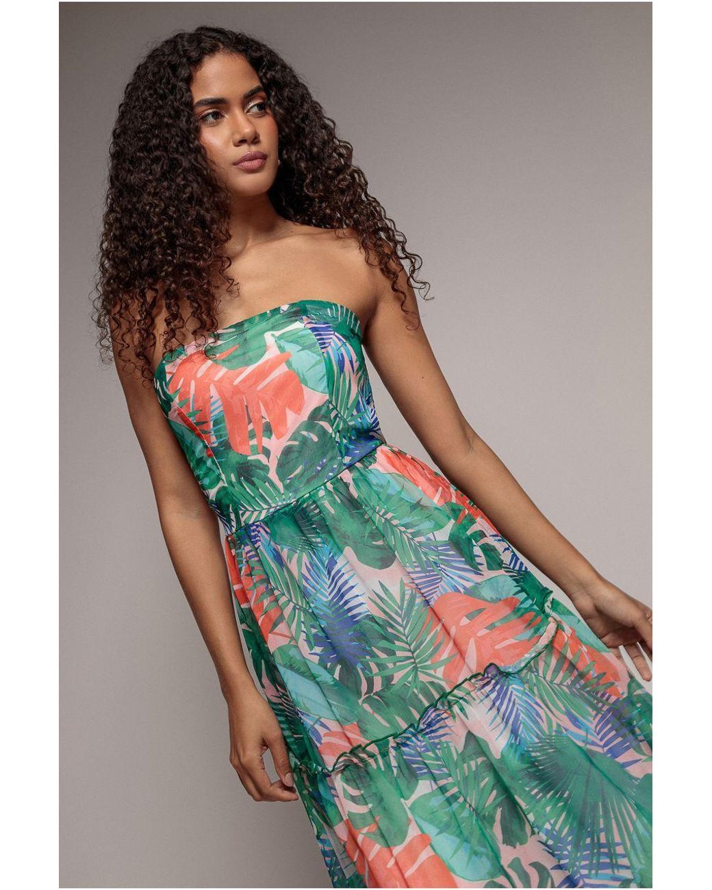 Goddiva Blue Boobtube Printed Maxi