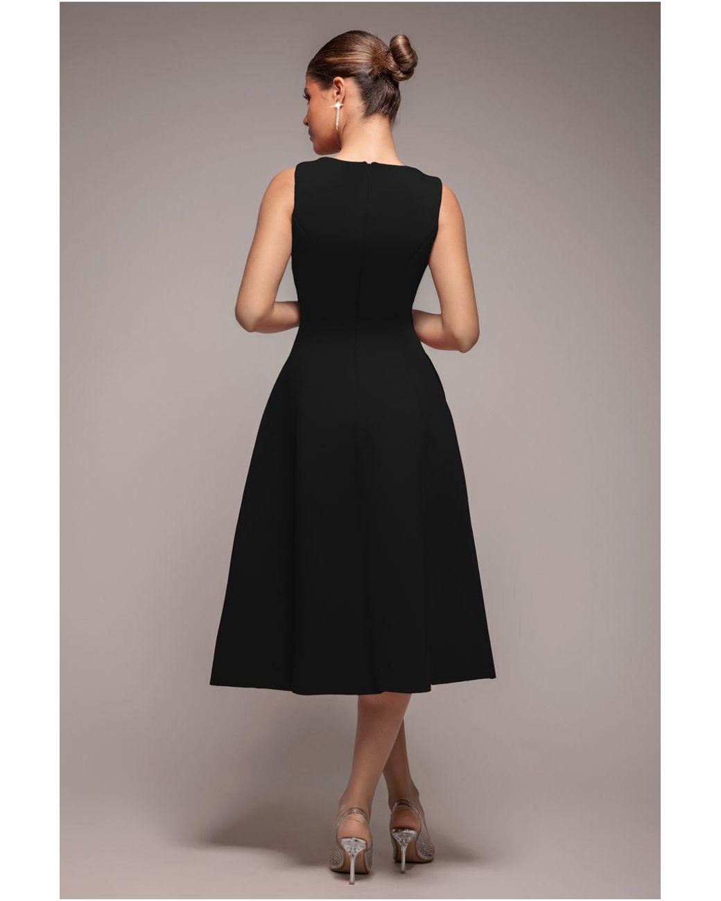 Goddiva Blue Diamante Embellished Neck A-Line Midi Dress