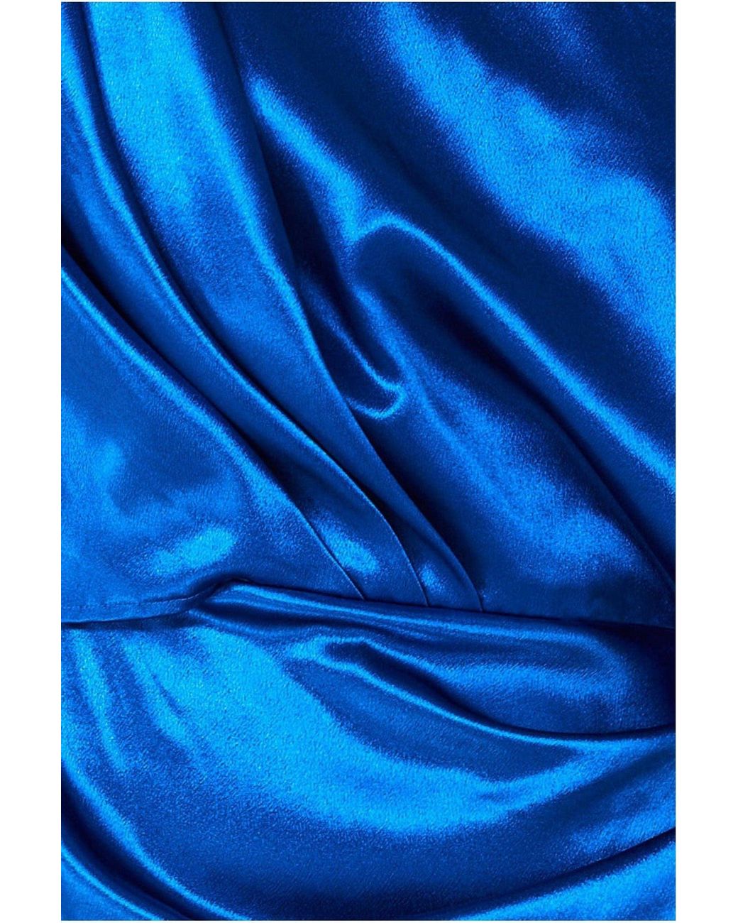 Goddiva Blue Satin Drape Shoulder Wrap Maxi Dress