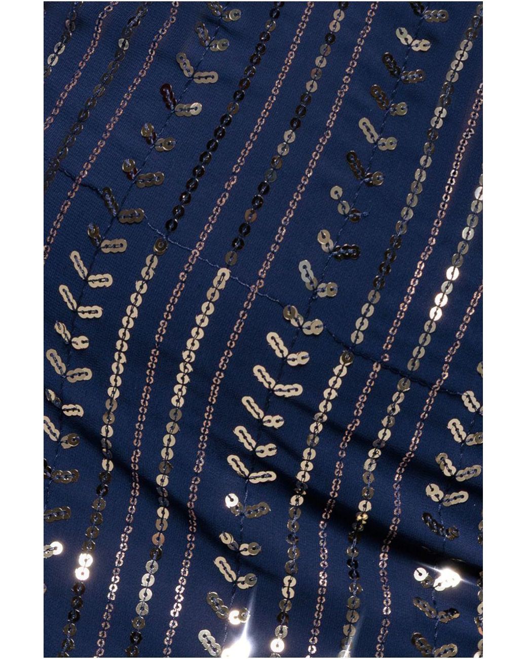 Goddiva Blue Patterned Sequin Cut Out Midi Dress