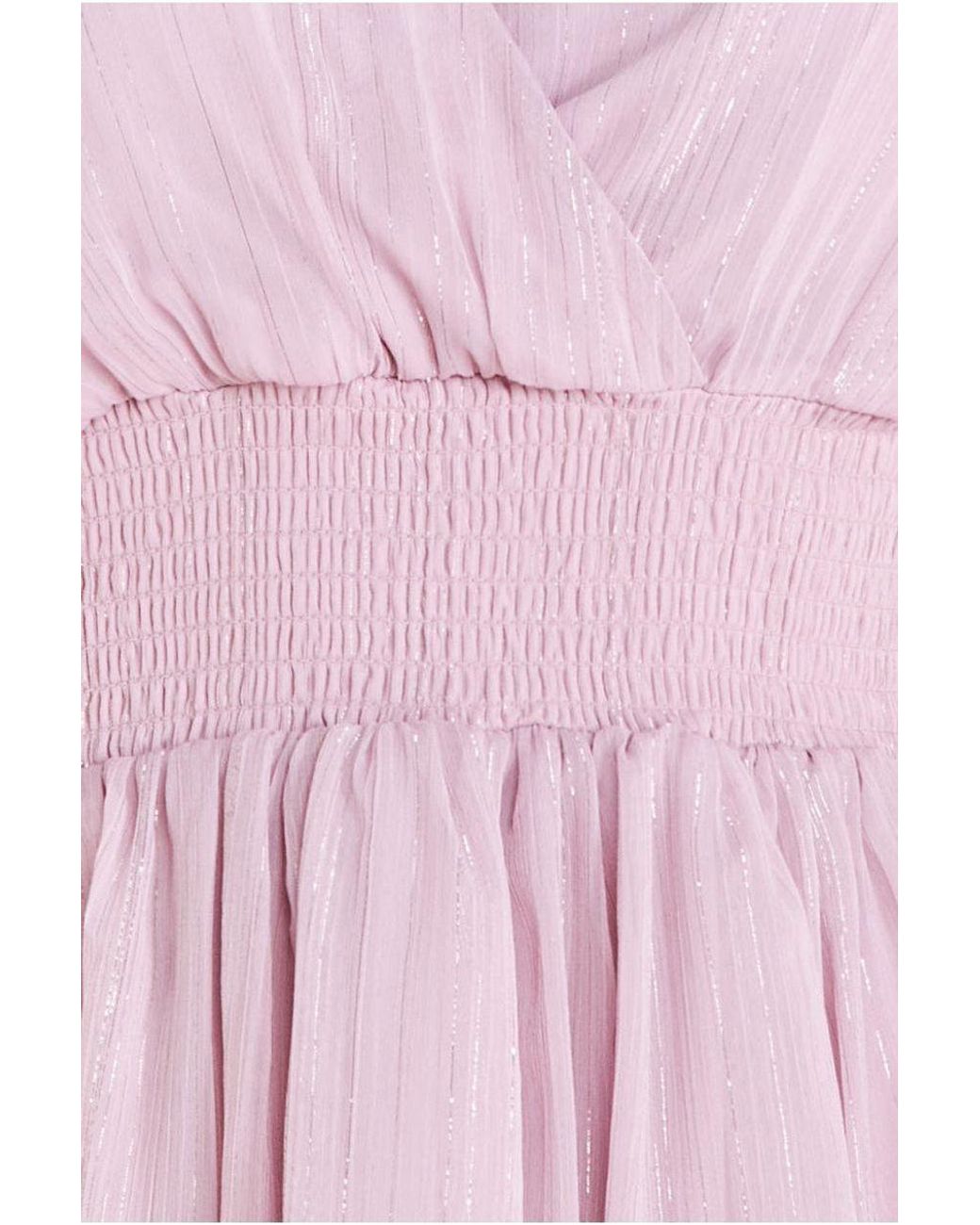 Goddiva Pink Plain Lurex Chiffon Tiered Dress