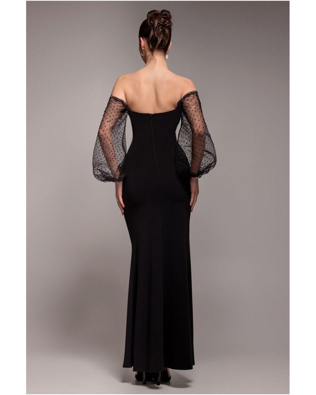 Goddiva Black Dobby Organza Bishop Sleeve Multiway Maxi Dress