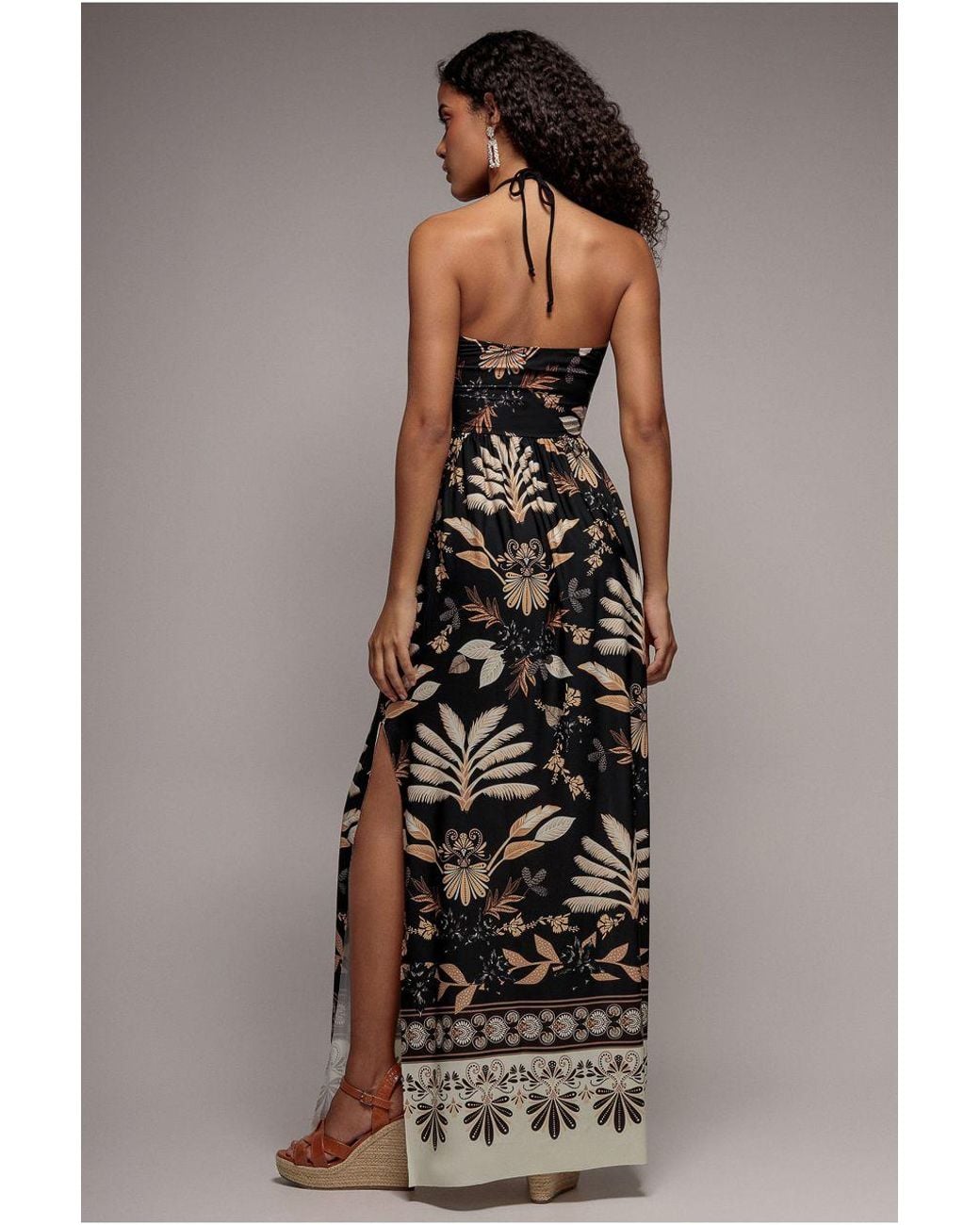 Goddiva Blue Printed Tie Back Maxi