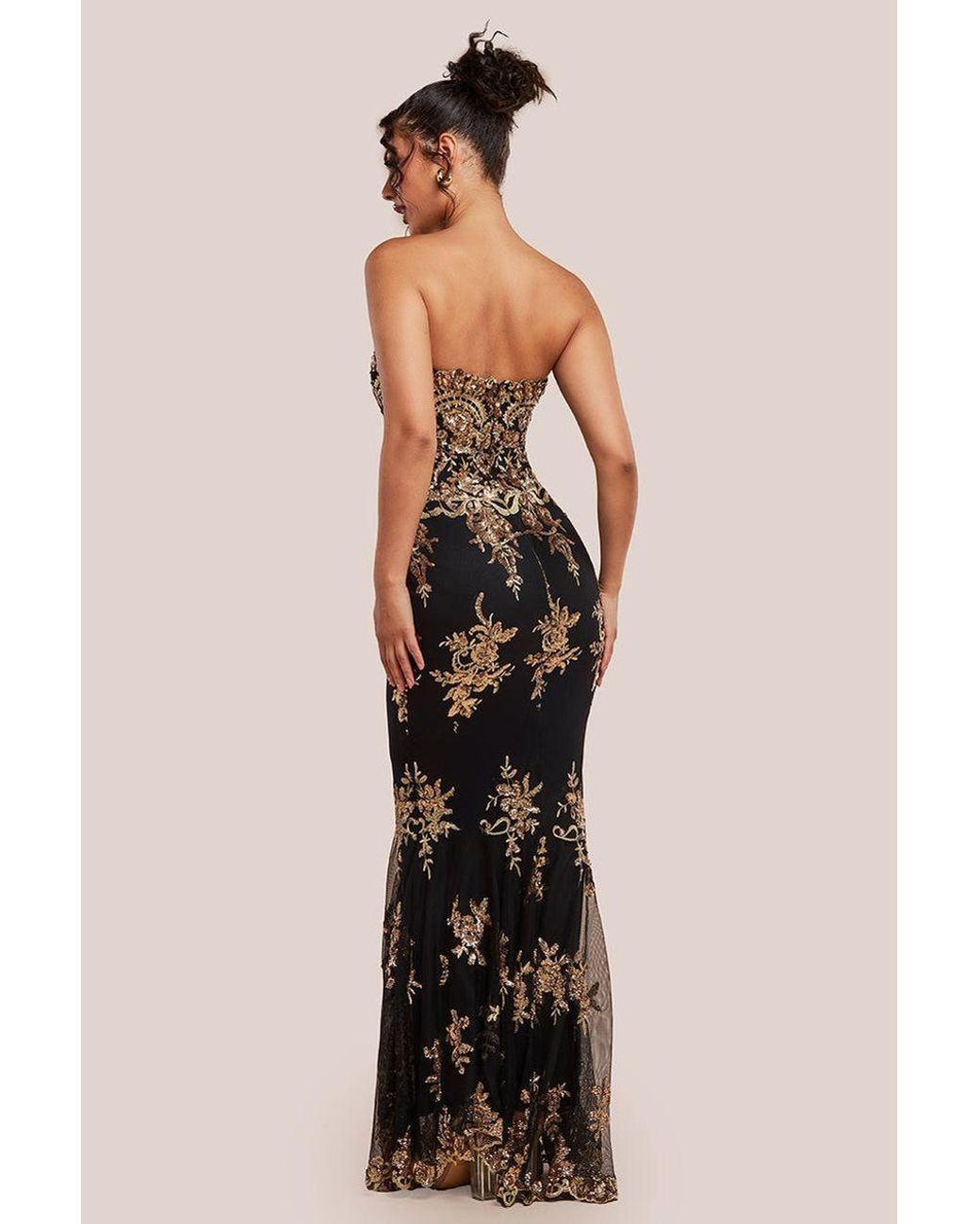 slim fit dress slacks Goddiva – Glitter Wrap Maxi Dress – Ball gowns – Gold main image 1