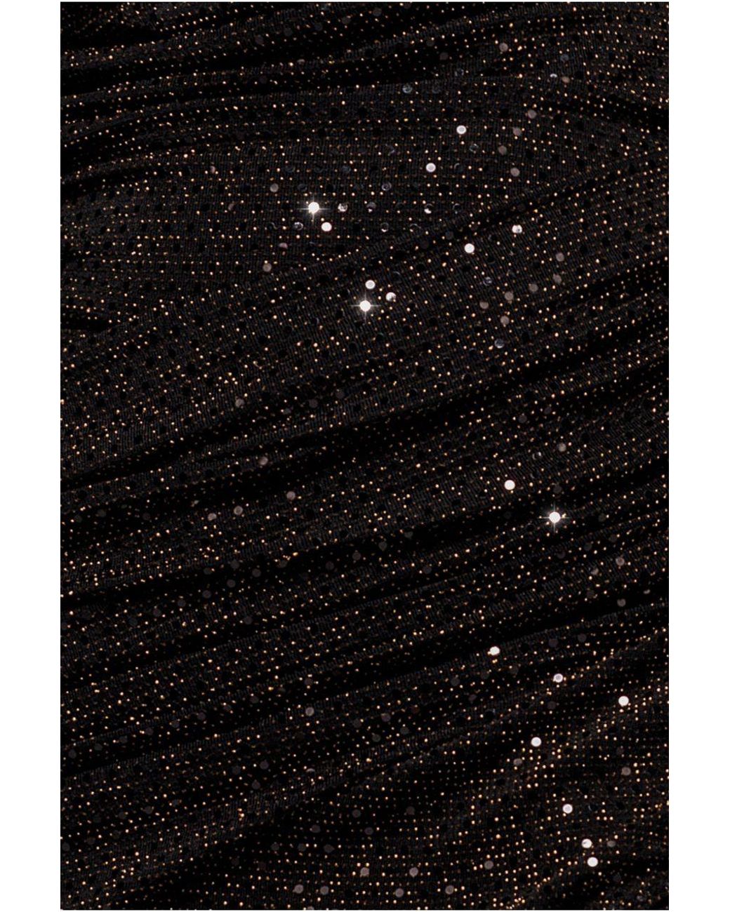 Goddiva Brown Cowl Neck Sequin Glitter Draped Maxi Dress