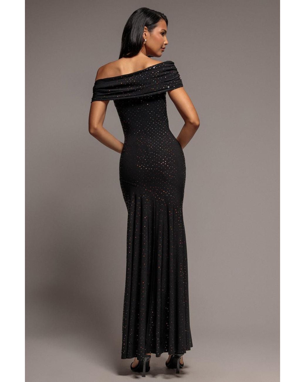 Goddiva Multicolor One Shoulder Fit And Flare Sequin Maxi Dress